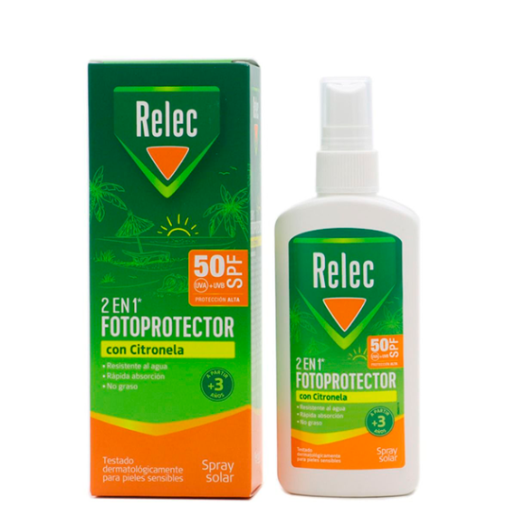 RELEC 2 EN 1 FOTOPROTECTOR SPF50 CON CITRONELA SPRAY 100 ML - 1