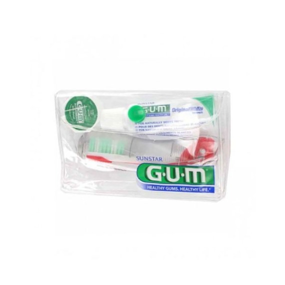 GUM CEPILLO VIAJE KIT WHITE CON CERA